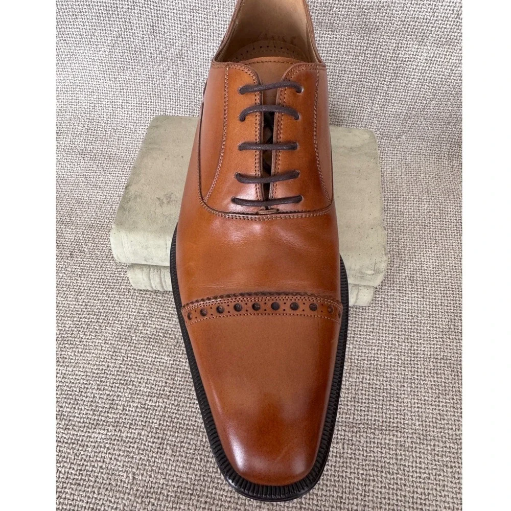E.T. Wright Masters Collection Benito Cap Toe Oxford Camel Tan 7.5D New In Box